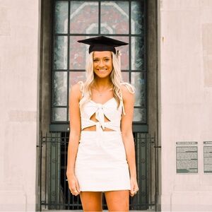 Revolve X Lovers + Friends Cream Tie Dress